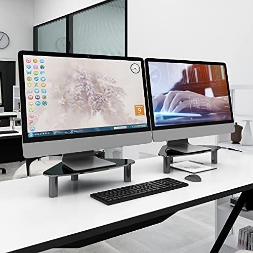 Hemudu 2 Pack Computer Monitor Riser | Triangle Save Space Desktop Corner Stand for Computer Monitor & Laptop Black HD01