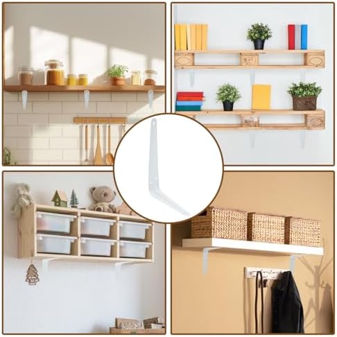 24Pcs 8 x 6 Inch White Shelf Brackets, L Brackets