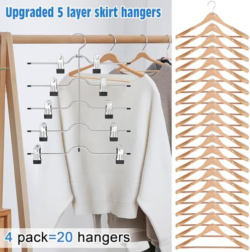 Pants Skirt Hangers with Clips 4 Pack 5 Tier