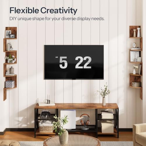 HOOBRO Corner Shelf Wall-Mounted, Set of 2 Floating Corner Shelves for Wall