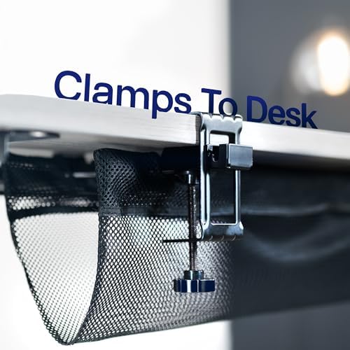VIVO Black Clamp-on 24 in Mesh Net Cable Management Holder, DESK-AC24MH