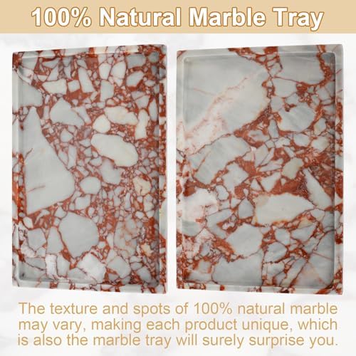 100% Marble Vanity Tray for Bathroom Counter, Kitchen, Coffee 11.8"