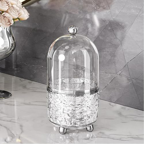 CHIRISEN 360 Rotating Makeup Brush Holder with Lid Dustproof Spinning Brush Storage for Bathroom Countertop, Cosmetic To