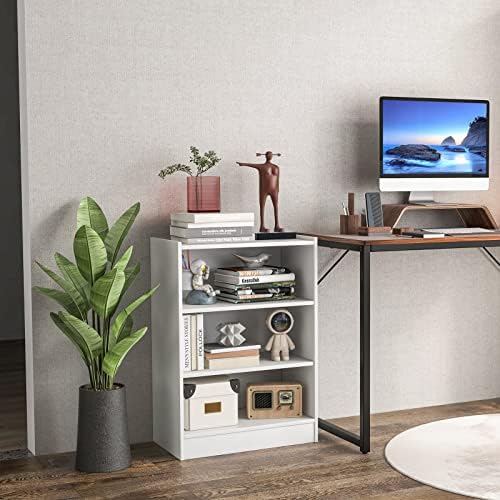 3 Tier Cube Storage Organizer, Small White Bookshelf with 18-Position Adjustable Panels, Wooden Open Cubby Display Shelf