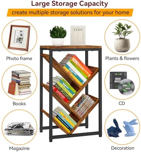IBUYKE 5 Tier Tree Bookshelf,Small Desktop Bookshelf,Brown TBC003H