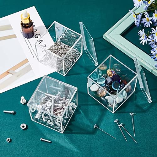 Blulu 8 Pcs Clear Acrylic Box with Lid, 2.9 x 2.9 x 2.9 Inch, Classic Style