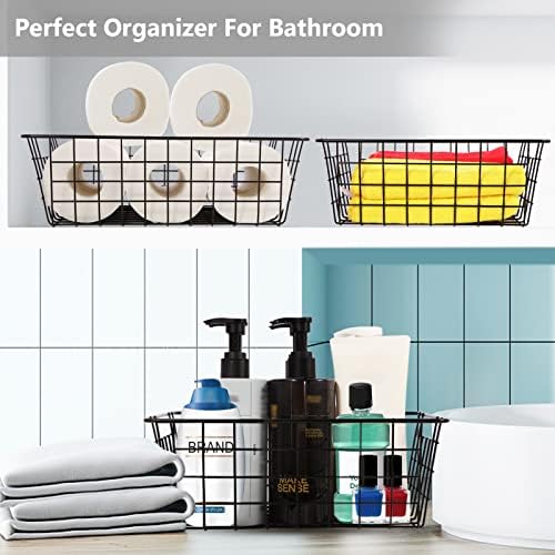 Wire Baskets for Organizing 4 Pack Pantry Storage Baskets 13.2x10.4x4.3 in