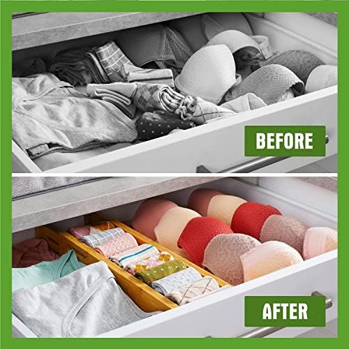 ANTOWIN Bamboo Drawer Dividers, Expandable Drawer Separators Splitter, 17-22 inches Adjustable Spring-loaded Organizer f