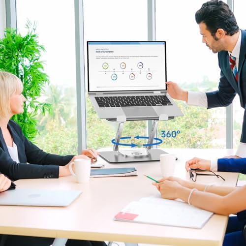 Laptop Stand for Desk Adjustable Computer Stand with 360 Rotating Base Ergonomic Laptop Riser Mount for Desk Foldable Pr