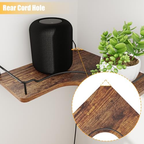 L-Shaped Corner Floating Shelves Wall Mounted Set of 3,Brown