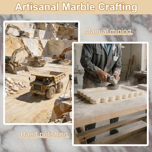 100% Marble Vanity Tray for Bathroom Counter, Kitchen, Coffee 11.8"