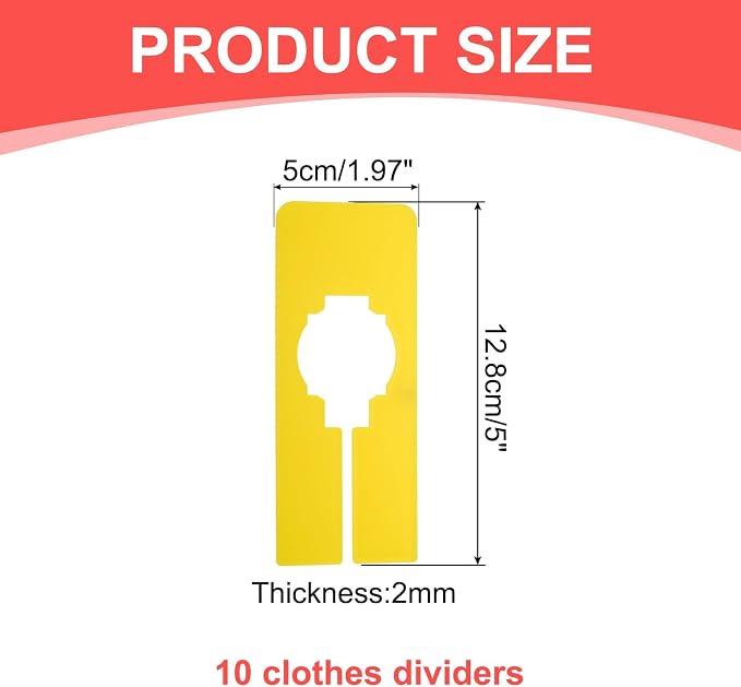 uxcell 10 Pcs Clothes Dividers,Rectangle Closet Rack Dividers Clothing Rack Size Dividers Blank Labels Writable & Reusable for Hanging Clothes Sorting Size, Yellow