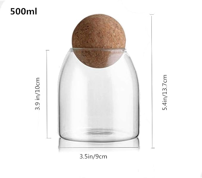 Glass Jar with Wood Lid Ball Jar Small Food Storage Container Clear Candy Jars Canister Sugar Coffee Tea Beans Spice Salt Storage 2 PSC 500 ML