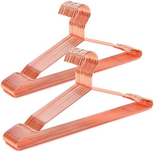 Amber Home 20 Pack Rose Gold Strong Metal Hangers, Copper Clothes Hangers