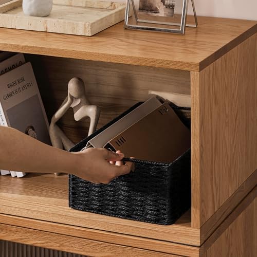 joybest Black Wicker Baskets for Shelves, Hand-woven Storage Baskets