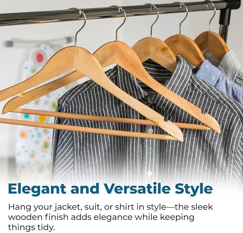 Honey-Can-Do Sturdy Maple Wood Hangers – Non-Slip Grooved Bar, Perfect for Shirts and Suits, Durable & Stylish, (Pack of 72)