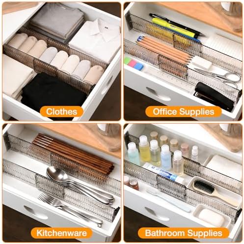 12 Pack Drawer Dividers for Clothes, 3.75" High, 10.83-20.08'' Adjustable