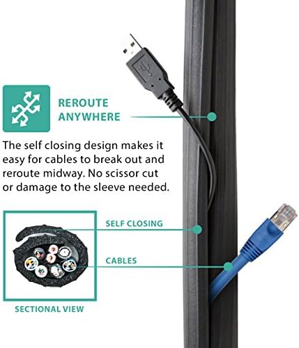 UT Wire 12-Feet Expandible Flexi Cable Wrap, Black