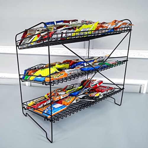 FixtureDisplays® 24" Wide X 14.9" Deep X 23.2" Tall 3-Open-Shelf Wire Rack for Countertop Chips Snack Book Display Organ