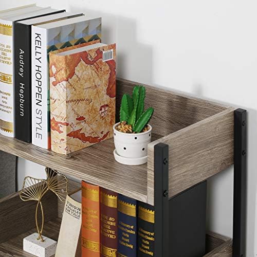 VECELO Bookshelf Set of 2, 30" H Small Bookcase,3-Tier Storage Organizer,Wood Bookcase with Steel Frame,Shelving Unit fo