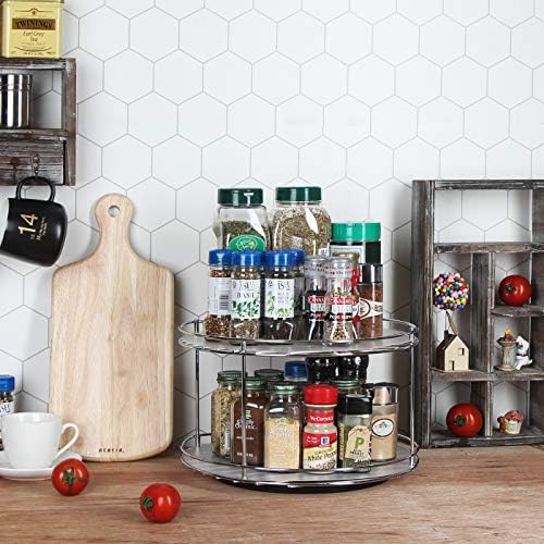 J JACKCUBE DESIGN 2 Tier Lazy Susan Turntable Cabinet Organizer - Rotating Spice Rack Storage Container - Medicine Stora