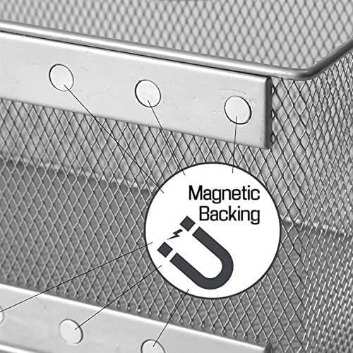 YBM HOME Magnetic Basket Storage Organizer with 16 Strong Magnets for Metal Desk, Fridge, Whiteboard, and Wall Locker Ac