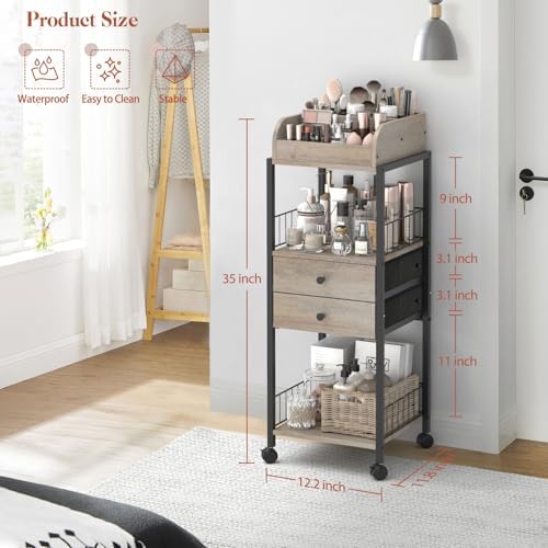 Makeup Organizer, Floor Skincare Organizers Make Up Organizers and Storage with Drawers, Vanity Organizer Cosmetics Disp
