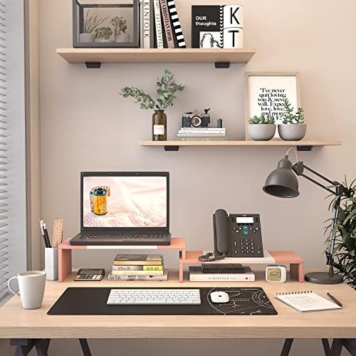 WESTREE Dual Monitor Stand - Monitor Stand Riser - 2 Shelf Computer Monitor Stand with Adjustable Length and Angle, Moni