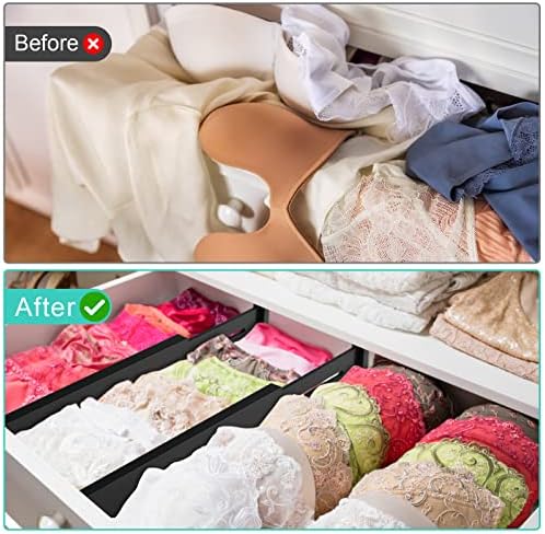 4 Pack Bamboo Drawer Dividers Organizer with Inserts 2.6'' High