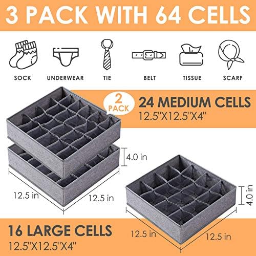 Criusia 8 Pack 11 inch Fabric Storage Cubes with 3 Pack Sock Underwear Drawer Organizer for Clothing Organization and St