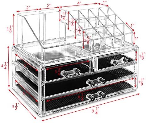 Ikee Design Acrylic Clear Makeup Cosmetics Lip Gloss 4 Drawers Organizer