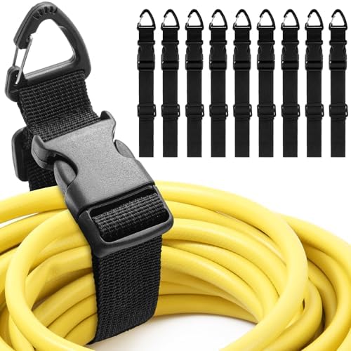 9 Pack Adjustable Extension Cord Holder Straps,Black