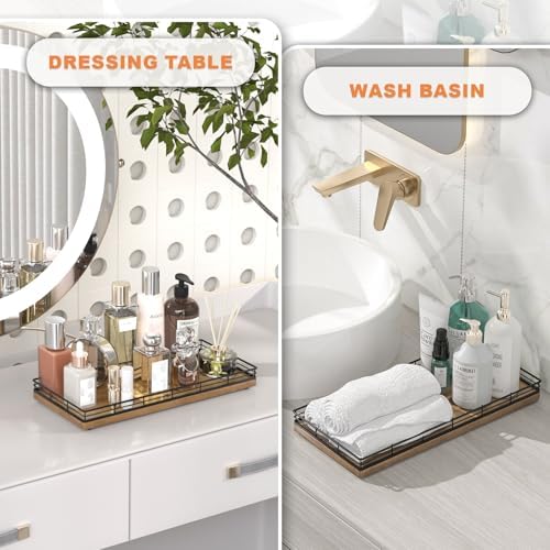 Bathroom Toilet Tank Tray, 13" Wood Toilet Paper Storage Basket Tray Back of Toilet Basket Organizer,Vanity Tray for Per