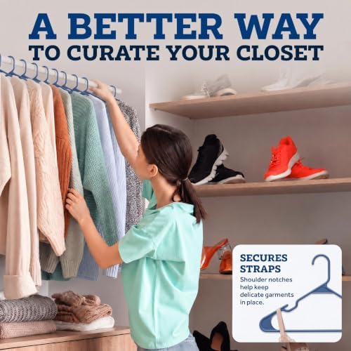 Zober Blue Plastic Hangers 50 Pack, Clothes Hangers Plastic