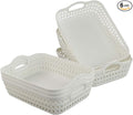 White Small Shallow Plastic Storage Tray with Handle, 6-Pack | Carry Handles, Durable Plastic Construction, Shallow Storage Tray, Multi-Purpose Basket, for Home Kitchen Bathroom