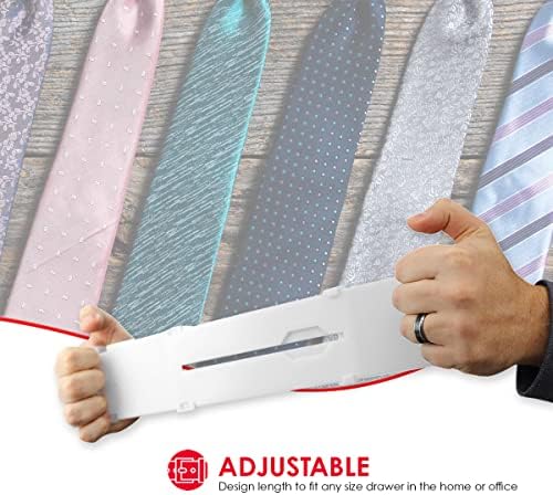 Home Basics 2 Piece Plastic Adjustable Drawer Dividers, White (2) | Organize Any Drawer | Great for Crafts, Accessories 
