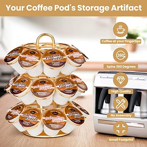 Coffee Pod Holder, K Cup Holders Carousel Organizer ,27 Coffee Pods Storage Compatible with K Cups, Spins 360-Degrees, M