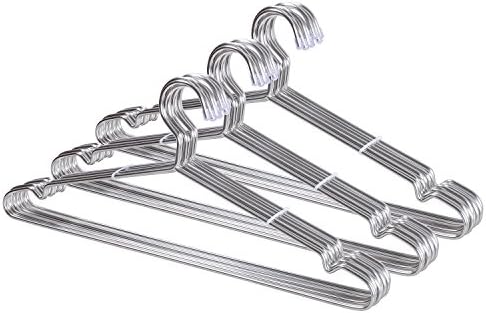 ECROCY 30 Pack Stainless Steel Strong Metal Wire Hangers Clothes Hangers 16.5 Inch 4mm Thickness Gage Hanger Organizer