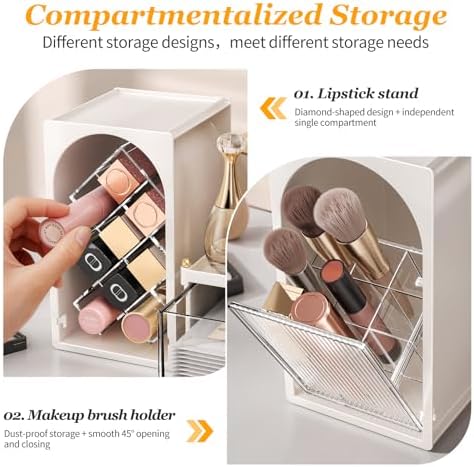 INVSSENE Stackable Makeup Organizer Countertop, Storage Perfume Skincare Cosmetic Lipstick Face Mask Makeup Brush Palett