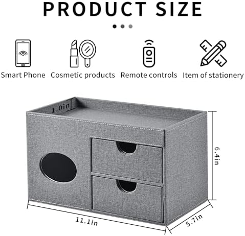 Square Tissue Box Cover with Drawers,Tissue Box Holder with Storage Tray,​ Makeup Organizer and Desk Organizer,Tissue Ho