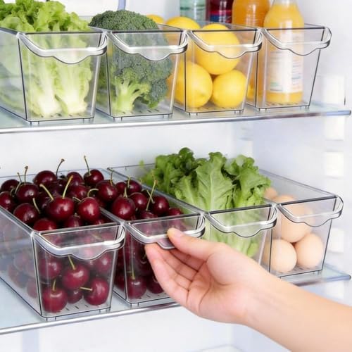 8 Pack Fridge Storage Bins, BPA Free Clear Refrigerator Organizers and Storage Containers, Clear Pantry Organization & C