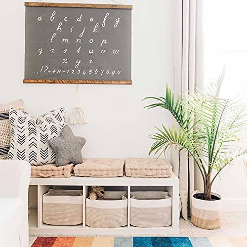 OrganiHaus Cotton Rope Baskets for Shelves, Set of 3, 15x9x10