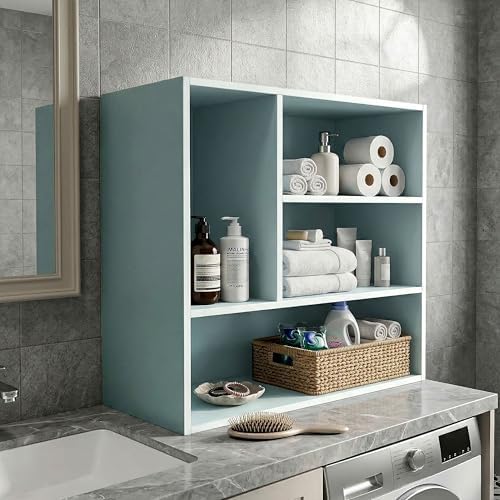 Homes: Inside + Out Apexa 4-Vertical Storage Organizer Shelves, Stackable Wood Bookcase for Organization, Dorm Teen Room