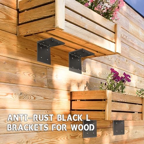 4 PCS Heavy Duty Steel Corner Brackets, 5"x5"x4" 90 Degree L Right Angle Bracket, DIY L Shelf Brackets, Metal Joint Timb