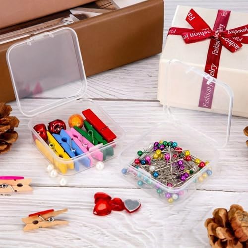 SATINIOR 24 Pcs Small Clear Plastic Container Box, 2.9 x 2.9 x 1 in