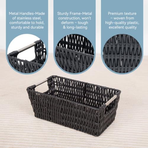 Whitmor 6500-2712-BLK Rattique Small Shelf Black Tote Basket