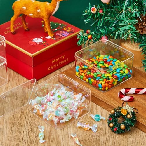 8 Pcs Clear Acrylic Box with Lid, 3.94 x 3.94 x 2.36 Inch, Classic Style