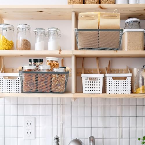 Ziliny 4 Pcs Mesh Wire Baskets for Organizing, Small, Dark Gray