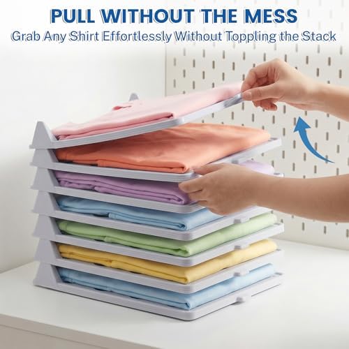 21 Pcs Clothes Organization Set - 1 Large Shirt Folding Board 27" X 23" & 20 Pack Stackable T-Shirt Organizer Trays, Dur