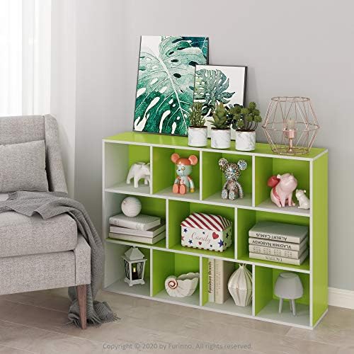 Furinno LUDER Book Shelf, 11-Cube Bookshelf, Reversible Bookcase, 9.4 x 29.1 x 41.7, Easy Assembly, for Living Room, Bed
